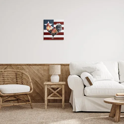 Vista 4 de Stupell Industries Bandera Americana Rooster de Estados Unidos, diseño de White Ladder