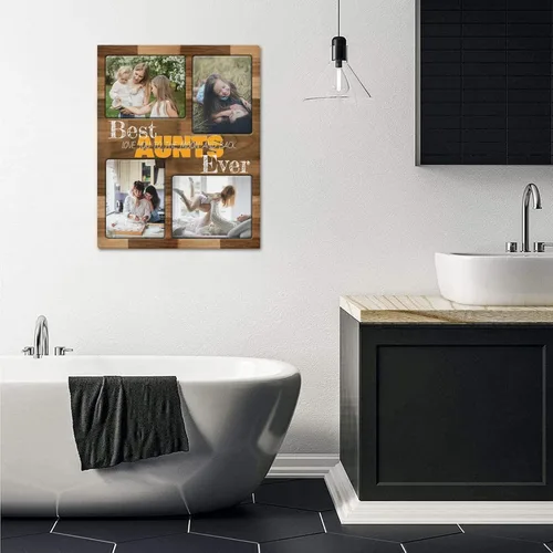 Vista 4 de SHIYEL - Impresiones personalizadas en lienzo con foto, regalos de cumpleaños personalizables para tía de sobrina o sobrino, crea un lienzo de pared