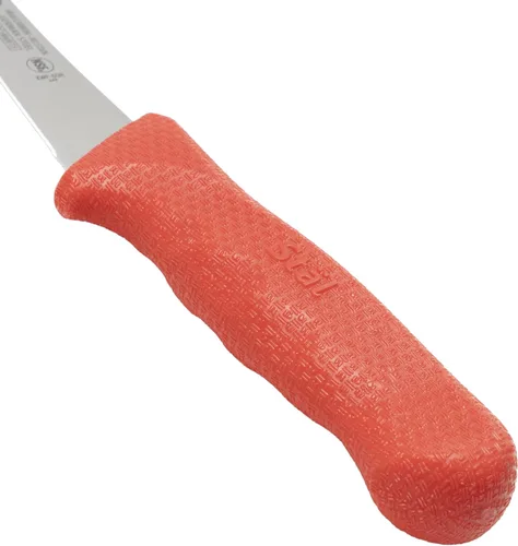 Vista 2 de Winco Cuchillo de deshuesado de acero alemán de grado comercial de 6 pulgadas, curvado, rojo