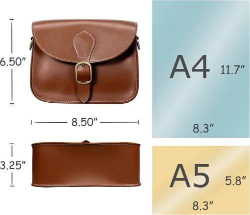 Vista 5 de Bolso cruzado de cuero vegano pequeño retro para mujer, bolso simple vintage de piel sintética casual