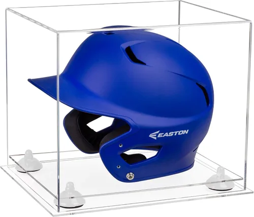 Vista 166 de Better Display Cases Vitrina acrílica para casco de bateo de béisbol con espejo, elevadores rosados, montaje en pared y base de espejo (V22/A012)