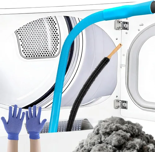 Vista 10 de Kit de limpieza de pelusa para secadora mejorado: accesorio de manguera de vacío flexible para eliminación de pelusas. Cepillo de limpieza profunda