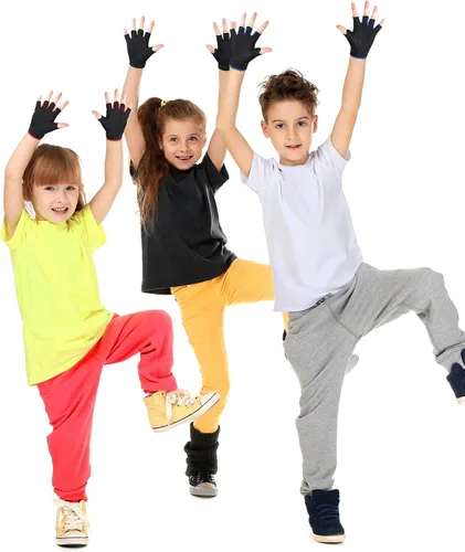 Vista 6 de 4 pares de guantes de ciclismo de medio dedo para niños, guantes deportivos antideslizantes para verano, deportes al aire libre, niños