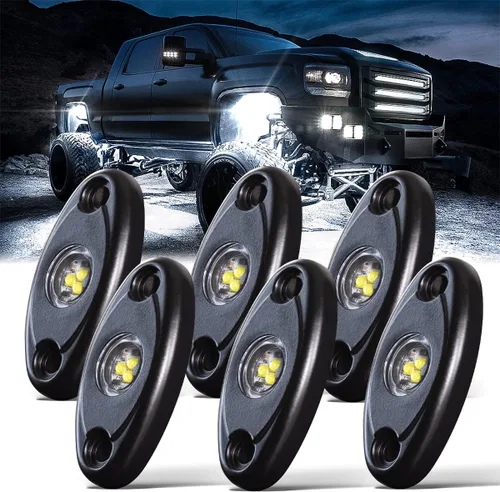 Vista 13 de LEDMIRCY Luces LED de roca, color blanco, 2 piezas para todoterreno, camiones, coches, barcos, ATV, SUV, RZR, impermeables, de alta potencia, luces