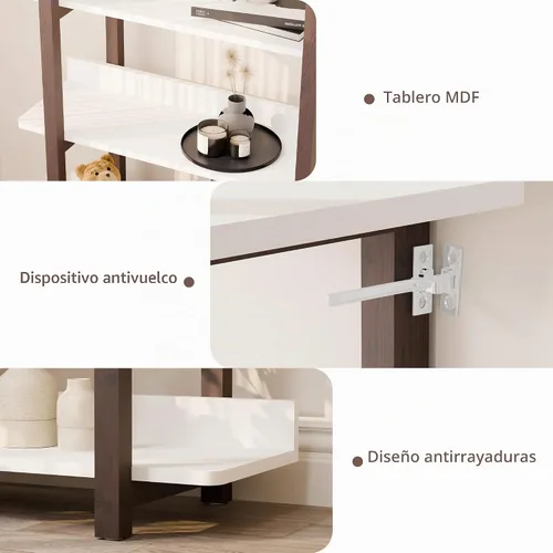 Vista 5 de Estantería de madera de 4 niveles, estante de almacenamiento