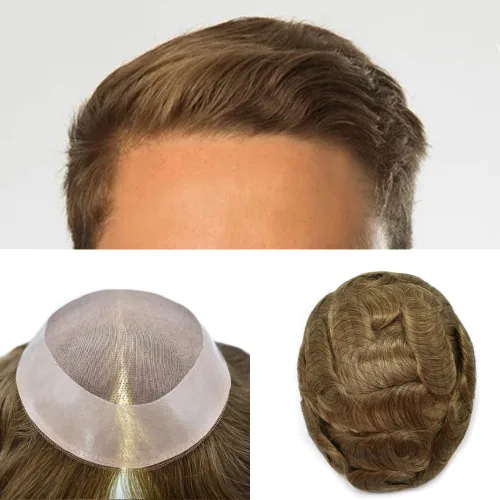 Vista 82 de LOVIN - Sistema de cabello humano para hombres, postizo fino de encaje mono para hombre, prótesis masculina de piel de polietileno alrededor