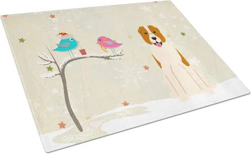 Vista 15 de Caroline's Treasures BB2513LCB - Tabla de cortar de vidrio con texto en inglés "Christmas Presents between Friends" Airedale Terrier - Tabla