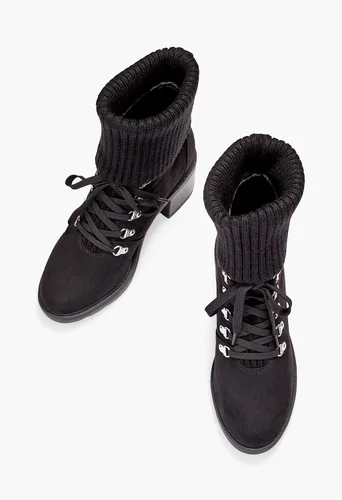 Vista 7 de JustFab Camber Botas de combate con cordones para mujer, gamuza sintética y ribete de suéter