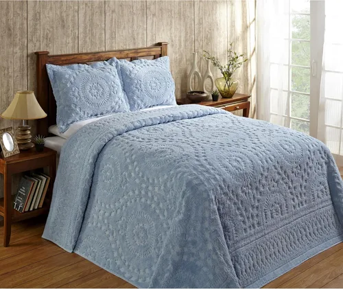 Vista 15 de Better Trends 1 colcha de chenilla tamaño matrimonial/doble, ropa de cama de chenilla 100% algodón, patrón de medallón ligero, decoración