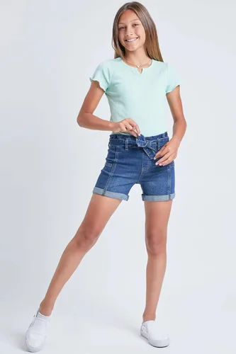 Vista 2 de YMI Pantalones cortos deshilachados con doble botón Wannabettafit para niñas