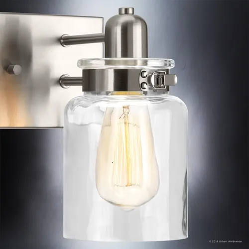 Vista 4 de Urban Ambiance Lámpara de tocador de baño moderna de lujo, tamaño grande: 8.625 pulgadas de alto x 30.25 pulgadas de ancho, con elementos