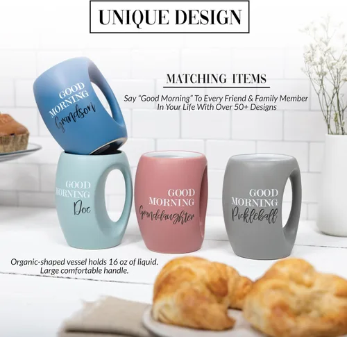 Vista 4 de Pavilion Gift Company - Good Morning Granddaughter - Taza de café rosa de 16 onzas, regalo de la abuela, abuelo, abuelos, regalo de larga distancia