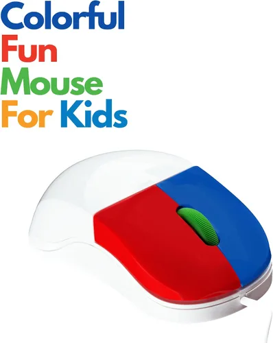 Vista 2 de Clevy Mouse para niños, colorido y ergonómico USB, computadora escolar y doméstica, mouse con cable compatible con niños, compatible con Windows