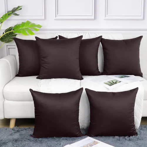 Vista 59 de Coddsmz Paquete de 6 fundas de almohada decorativas 100% algodón, fundas de cojín cuadradas de Navidad sólidas para el hogar, cama, sofá, día