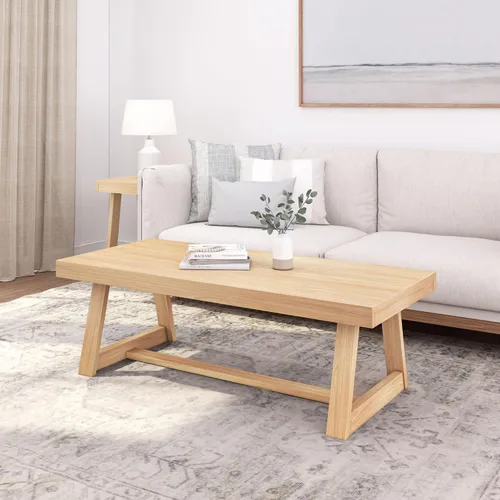 Vista 16 de Plank+Beam Mesa auxiliar rectangular clásica, mesa de centro de granja de 40 pulgadas, mini mesas centrales para espacios pequeños, mesa de té