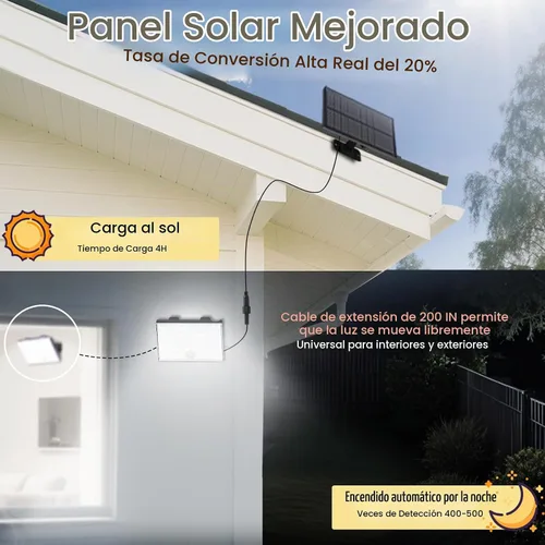 Vista 4 de Luz con sensor de movimiento para exteriores, con 3 modos, luces solares impermeables para exteriores desde el atardecer hasta el amanecer