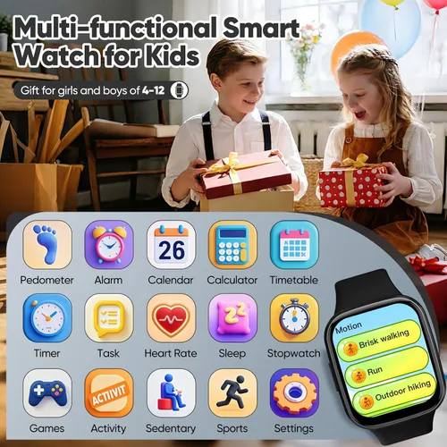 Vista 2 de Reloj inteligente para niños, no necesita aplicación/teléfono, pantalla táctil HD, rastreador de actividad física con frecuencia cardíaca, monitor