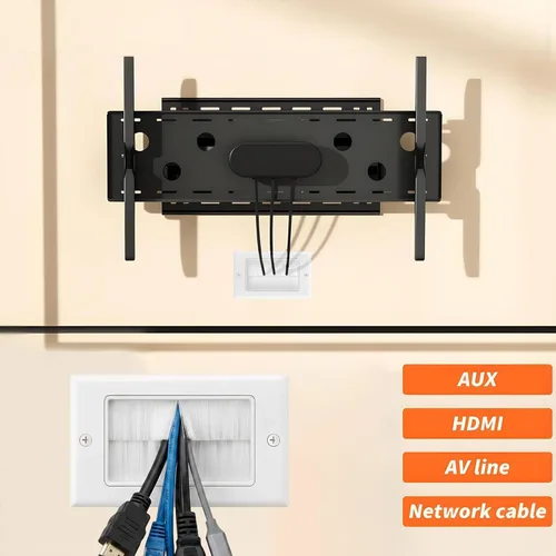 Vista 4 de Kit de gestión de cables de pared, placa de pared con cepillo de una sola banda, placa de pared de paso de cable de apertura única, ocultador
