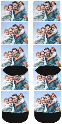 Vista 5 de Calcetines personalizados con foto familiar para hombres y mujeres, carga tu imagen familiar única y memorable