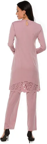 Vista 2 de HZUX Conjunto casual de dos piezas para mujer, manga larga, cuello redondo, vestido de pantalón largo