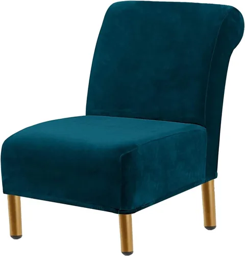 Vista 16 de Funda para silla decorativa sin brazos, de terciopelo elástico, extraíble, lavable, protector moderno de muebles con parte inferior elástica
