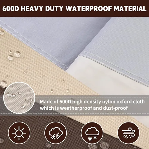Vista 4 de Fundas redondas para muebles de patio, impermeables, para muebles de patio, 600D, resistente, Oxford, resistente a los rayos UV, antidecoloración