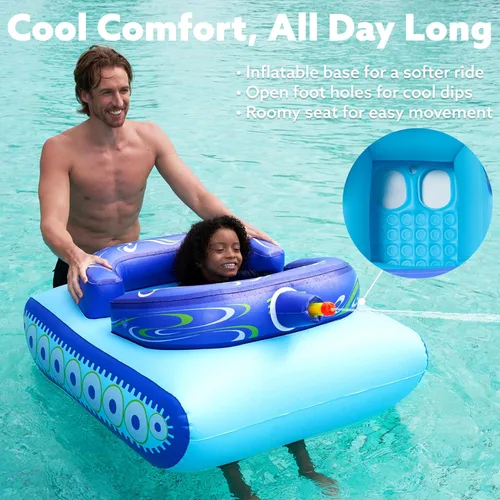 Vista 5 de SLOOSH Flotadores inflables de piscina para niños, flotadores de piscina con pistola de agua, juguetes de lucha de agua, diversión de batalla