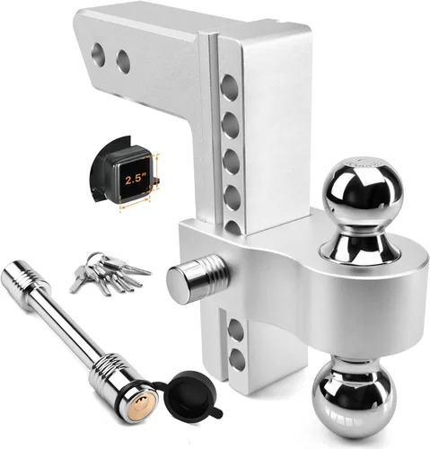 Vista 10 de Enganche de remolque ajustable - Tlvuvmo Enganche de caída de aluminio (se adapta a receptor de 2.5''), caída/elevación de 6 pulgadas, capacidad