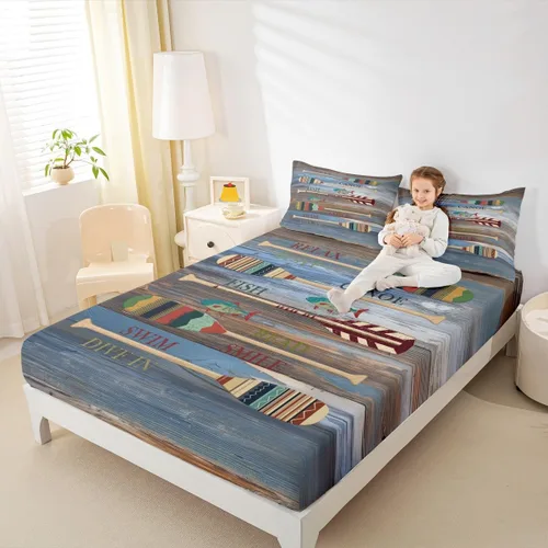 Vista 31 de Erosebridal Fishing Fitted Sheet Twin for Boys, Big Pike Fish Black Bed Sheets for Rustic Farmhouse Lake House Decor, Fishing Bedding Set Marine