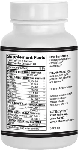 Vista 3 de Digest-GI Extra Strength – Enzimas digestivas apoya la descomposición de proteínas, grasas, carbohidratos y gluten 60 cápsulas