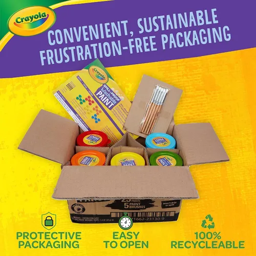 Vista 8 de Crayola Juego de Pintura a Prueba de Derrames (25 unidades), Pintura Lavable para Niños, Suministros de Manualidades para Niños, Regalo Navideño