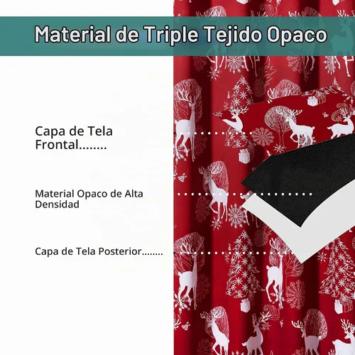 Vista 5 de LORDTEX Cortinas navideñas con estampado de ciervos y nieve para sala