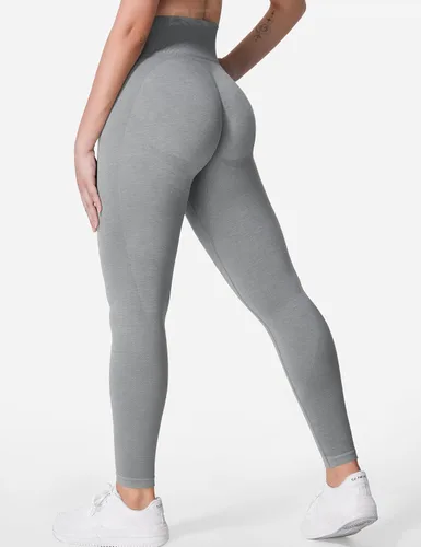 Vista 4 de QOQ Leggings de entrenamiento sin costuras para mujer, con control de abdomen, levantamiento de glúteos, mallas de cintura alta, pantalones de yoga
