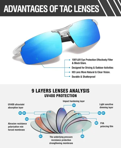 Vista 28 de Duco - Gafas de sol deportivas polarizadas para hombre con protección UV 8177s