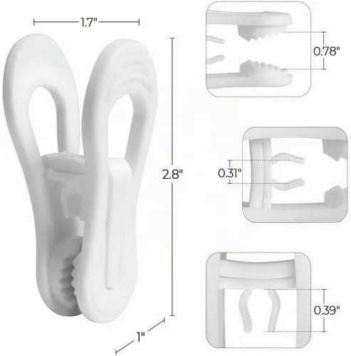 Vista 2 de Clips de plástico resistentes para colgar – multiusos para jeans, faldas, suéteres y pantalones (30 unidades, blanco)