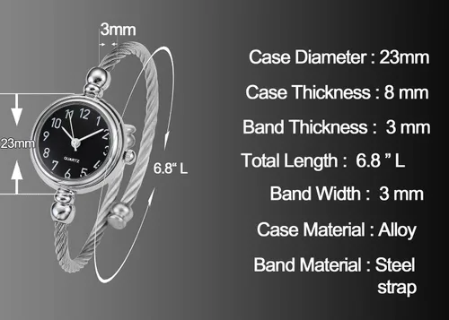 Vista 4 de Top Plaza Reloj de pulsera analógico de cuarzo para mujer, elegante, de acero inoxidable, con números arábigos, para vestir