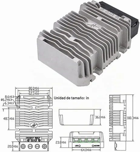 Vista 6 de Transformador de reducción de 24 V a 12 V CC, convertidor buck CC/CC de 50 A y 600 W, fuente de alimentación DIY