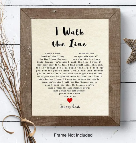Vista 7 de Póster de Johnny Cash - 8x10 "I Walk The Line" Letras de la canción - Regalo para fanáticos de la música country, Nashville, Grand Ole Opry - Póster