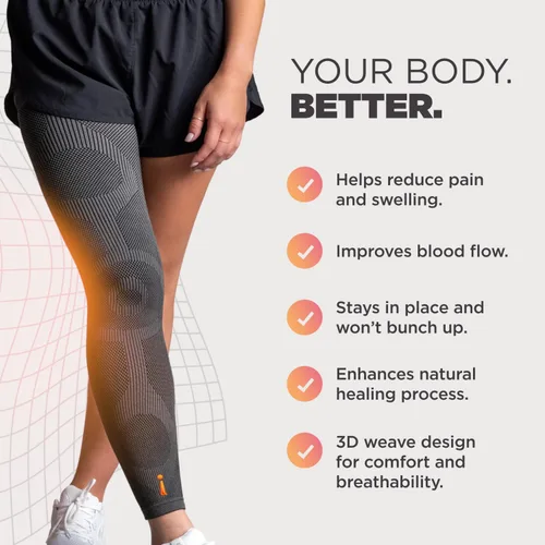 Vista 4 de Incrediwear Manga larga de pierna de longitud completa para aliviar el dolor de piernas y recuperación muscular, ayuda a reducir la hinchazón