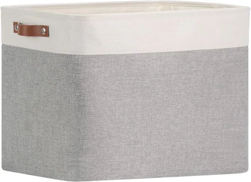 Vista 21 de DULLEMELO Cesta de almacenamiento pequeña para estantes, pequeña cesta plegable de tela rectangular para estantes, armarios, guardería, hogar Beige