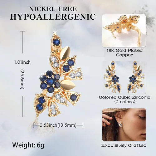 Vista 3 de Aretes de oro de 18 quilates para mujer, de moda, aretes de mariposa para mujer, arracadas de oro hipoalergénicos