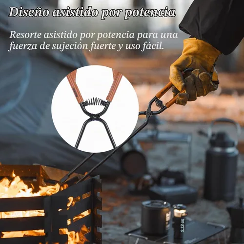 Vista 4 de OMUKY Pinzas para chimenea, pinzas de garra de tronco con cubierta de mango de piel sintética, herramienta de abrazadera para interior y exterior