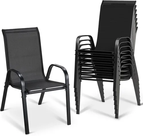 Vista 19 de MAMIZO Sillas de comedor para patio, silla Teslin apilable para todo tipo de clima, juego de sillas transpirables resistentes al aire libre