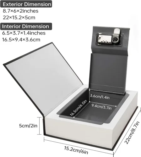 Vista 4 de Caja fuerte con cierre de libro de papel real con combinación de diccionario secreto oculto (Combo/Alicia en el país de las maravillas)