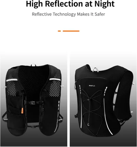 Vista 5 de ECOHUB Chaleco de Hidratación para Correr, Mochila Ligera y Transpirable con Bolsa de Agua de 2L Mochila de Día para Senderismo, Trail Running