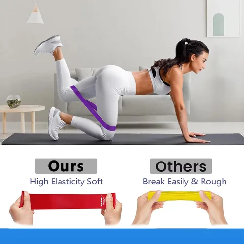 Vista 7 de Bandas de resistencia para entrenamiento, bandas de ejercicio de látex, bandas elásticas para ejercicio con guía de entrenamiento y bolsa
