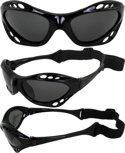 Vista 6 de Hurricane Eyewear Gafas flotantes polarizadas para motos acuáticas de categoría 4, 2 pares de marcos acolchados negros, lentes de espejo azul y humo