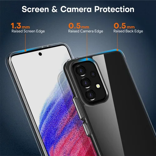 Vista 6 de Rayboen Funda para Samsung Galaxy A53 5G, transparente a prueba de golpes, delgada, ligera, duradera para Galaxy A53 con parte trasera transparente