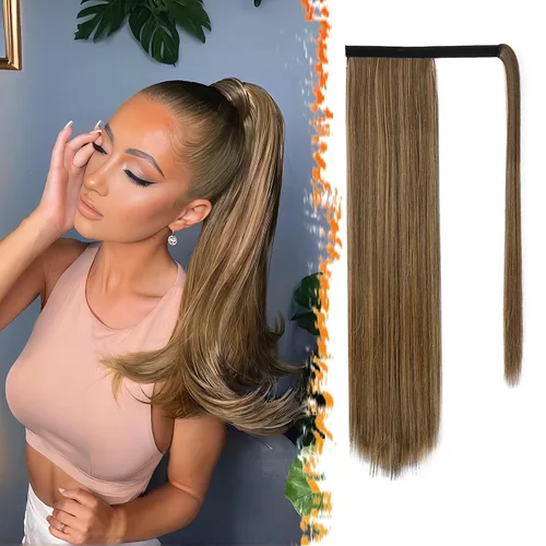 Vista 33 de BARSDAR Extensión de Cola de Caballo Corta y Recta - Extensiones de Cabello de Cola de Caballo con Cordón de 14 Pulgadas en Negro para Mujeres