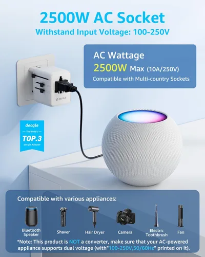 Vista 2 de Adaptador de viaje universal "Pro" 2 USB-C y 2 USB-A Cover 200+ Blanco